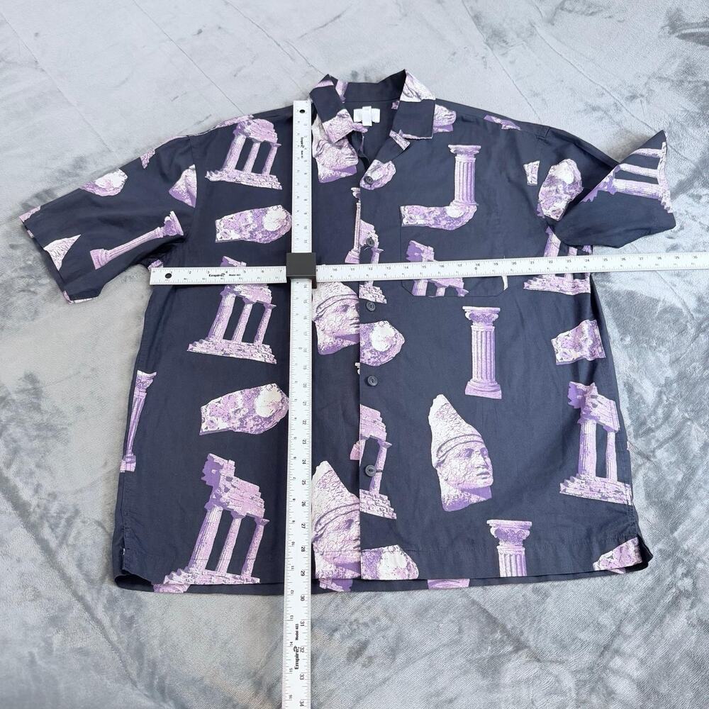 H&M Short Sleeve Black Purple Ancient Greek AOP Shirt Sz XXL Oversized Retro Y2K - Picture 6 of 14